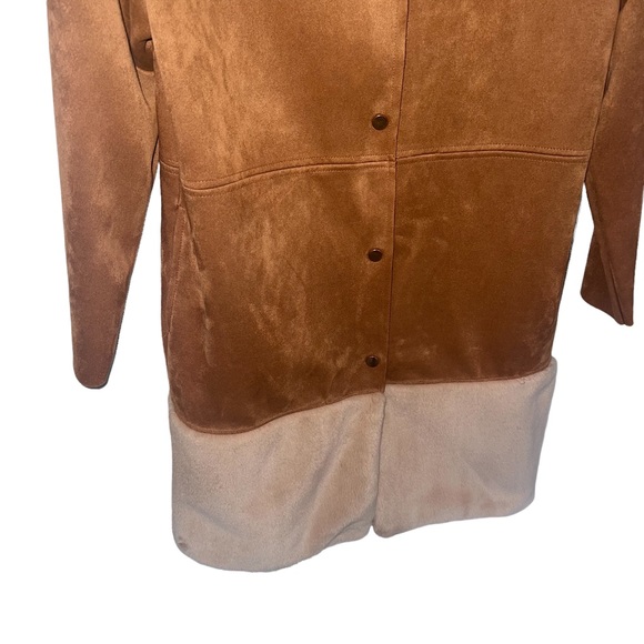 Zara Longline Oversized Faux Suede Sherpa Cognac Camel Jacket - Picture 9 of 15